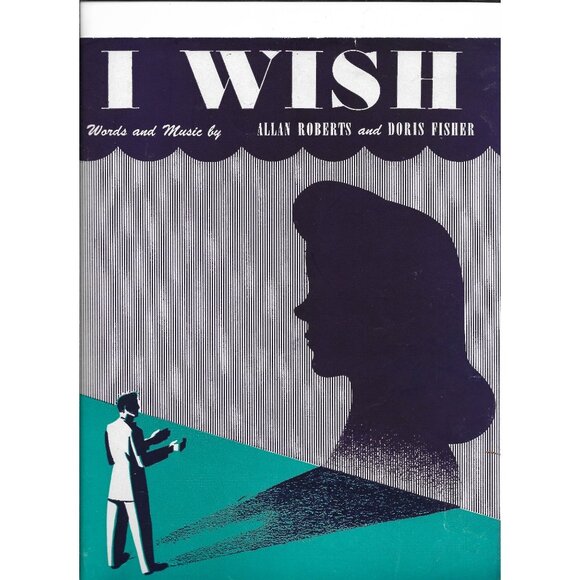 Vintage Sheet Music  I WISH Great Graphics 1945 Womans Silhouette - Picture 1 of 2